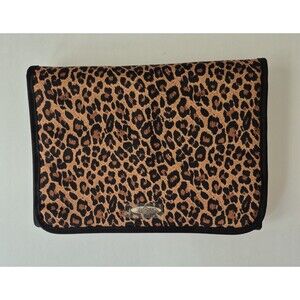 PreZerve Black Brown Cheetah Print Tri Fold Travel Jewelry Organizer Bag